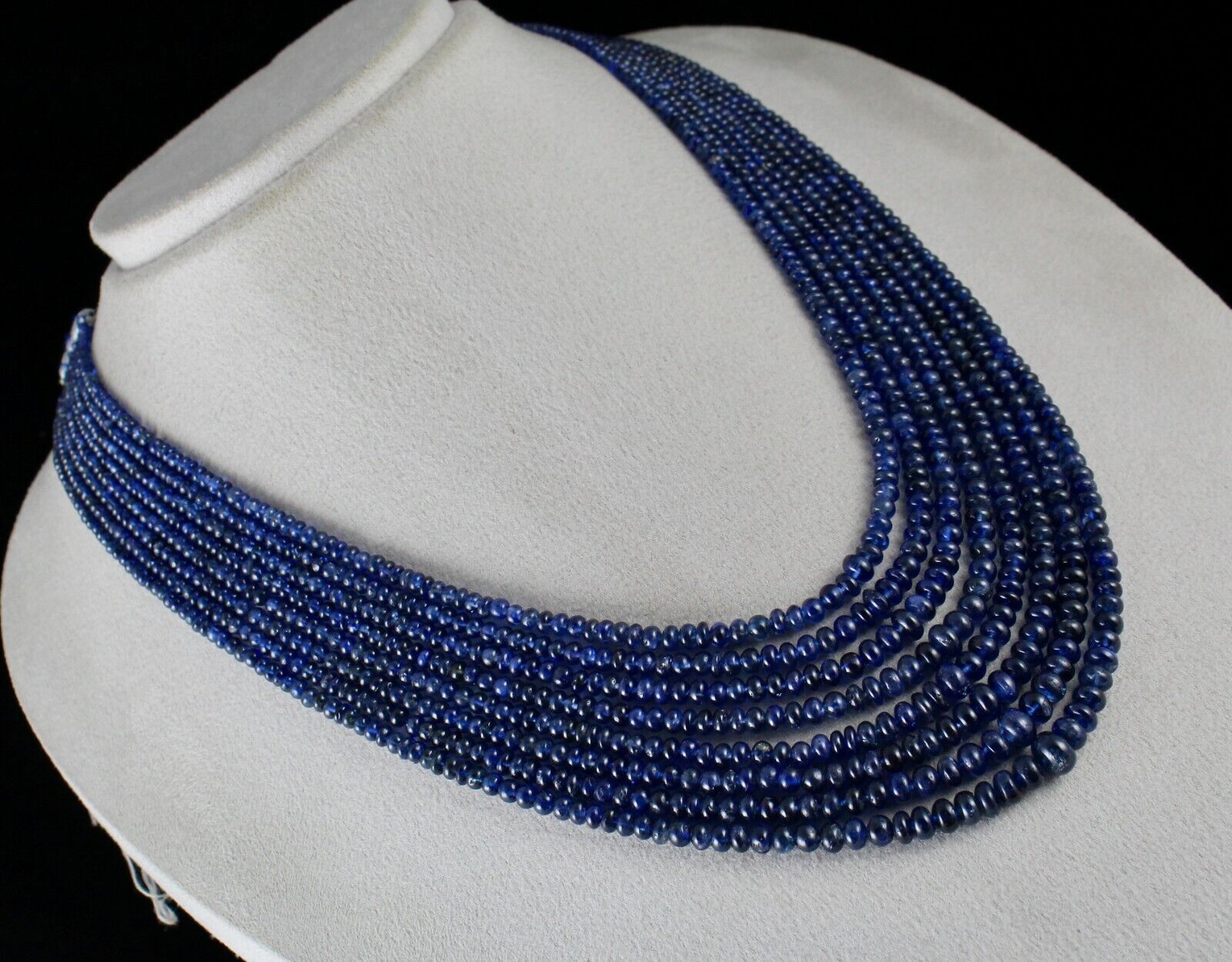 FINE NATURAL BLUE SAPPHIRE BEADS ROUND 8 L 621 CTS GEMSTONE IMPORTANT NECKLACE