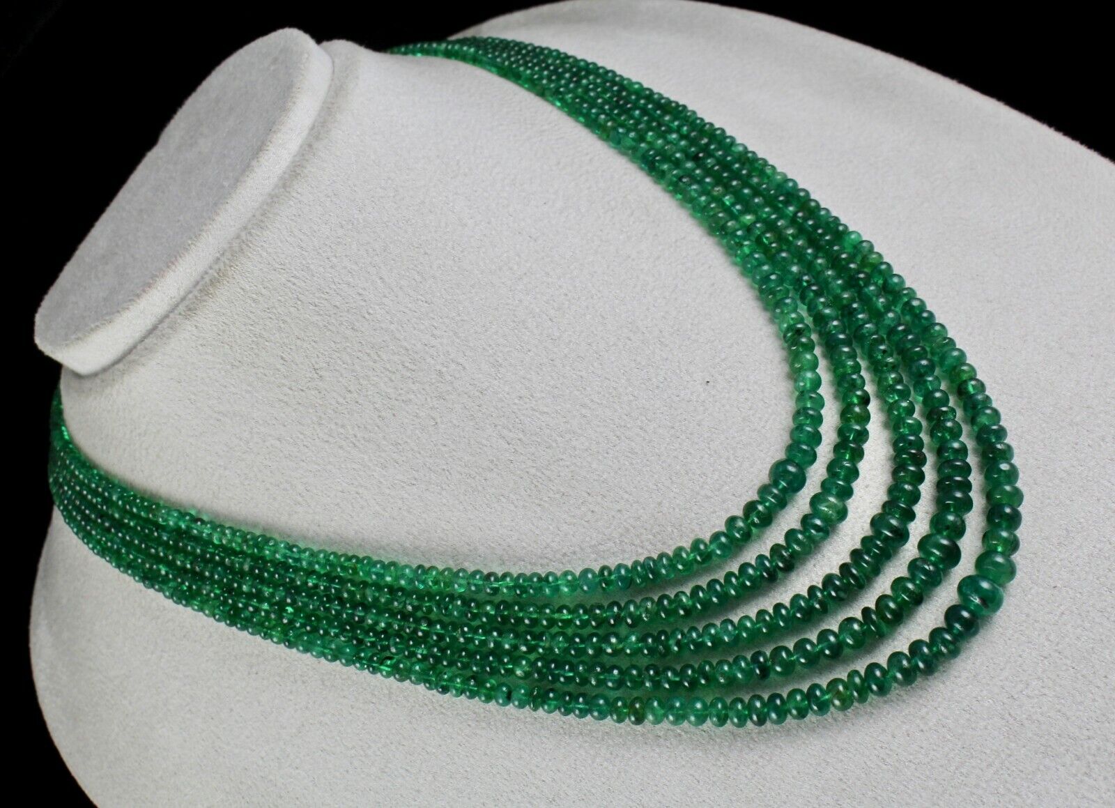 GTL CERTIFIED NATURAL ZAMBIAN EMERALD BEADS ROUND 5 L 338 CTS GEMSTONE NECKLACE