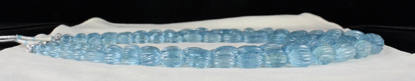 NATURAL BLUE AQUAMARINE BEADS CARVED CABOCHON 4L 1310 CARATS GEMSTONE NECKLACE