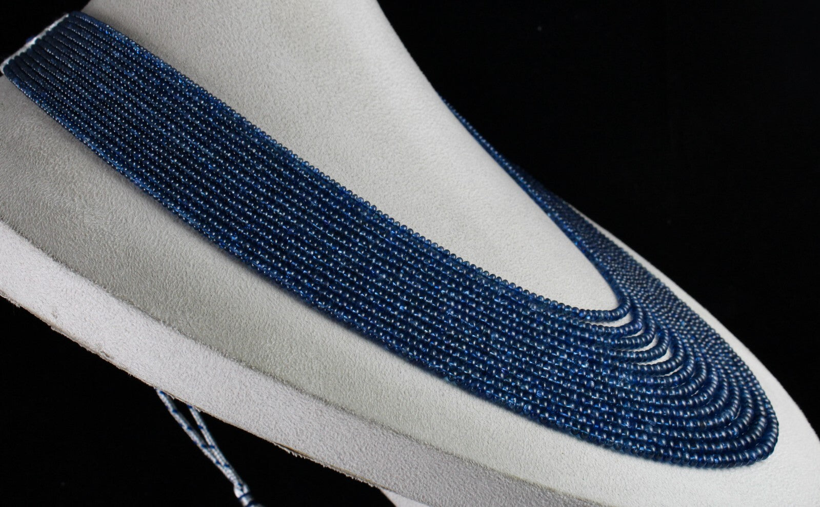 Certified Natural Blue Sapphire Beads Necklace, 13 L 906 Ct Burma Gemstone