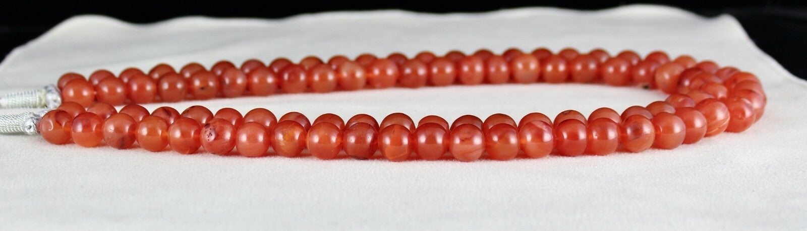 Natural Red Carnelian 929 Carats Beads Round 2 Line Fashion Necklace