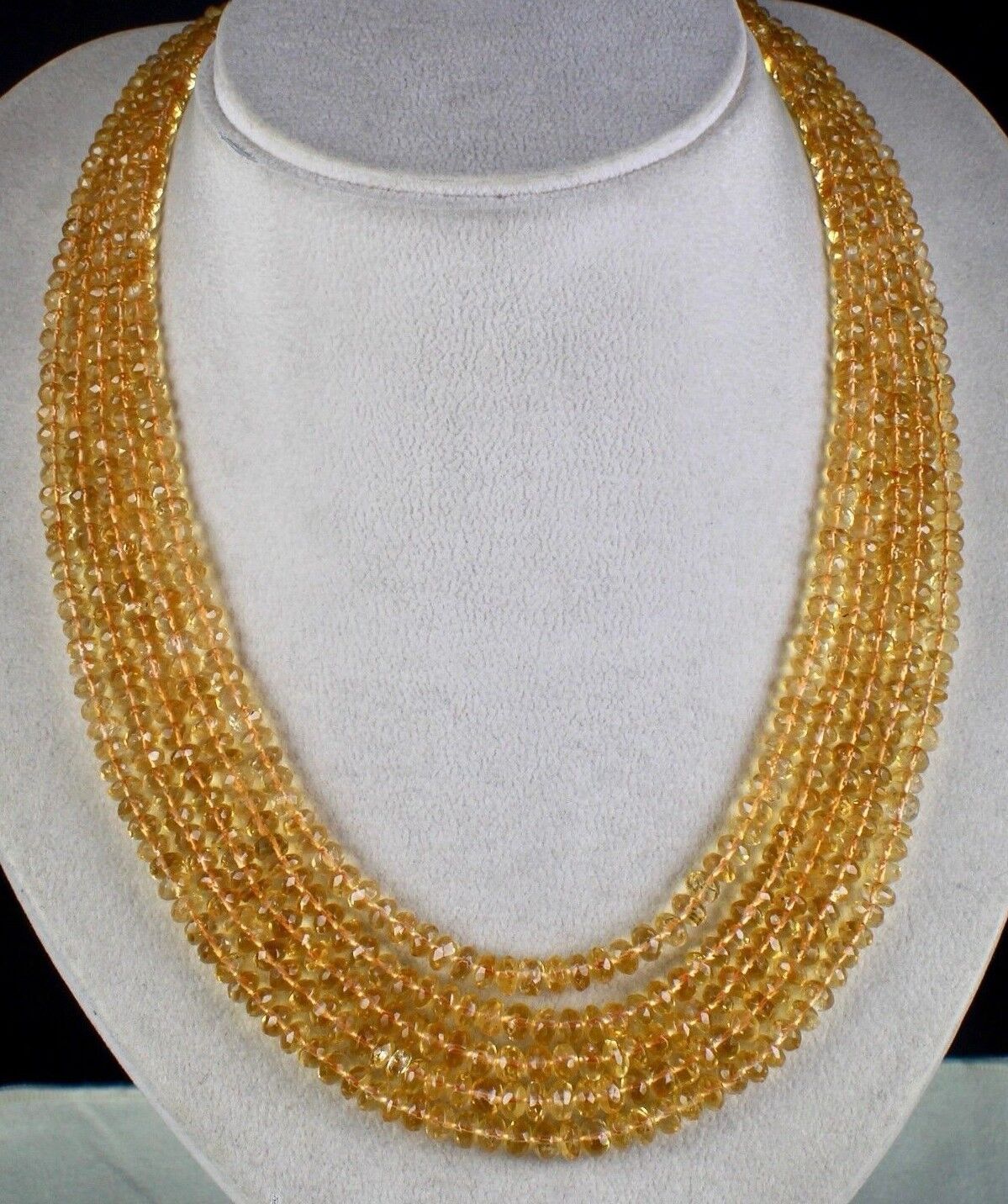 Natural Yellow Citrine Beads Faceted Round 5 L 480 Ct Gemstone Fashion Necklace