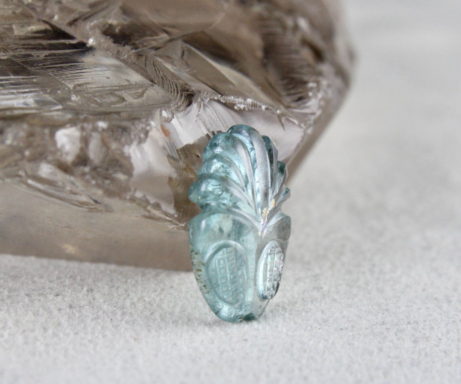 Natural Blue Aquamarine 7.47 Ct Carved Pineapple Loose Gemstone For Pendant Ring