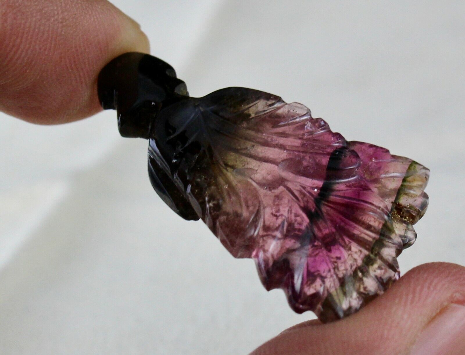 NATURAL MULTI TOURMALINE CARVED LEAVES 3 PCS 108 CTS GEMSTONE EARRING PENDANT