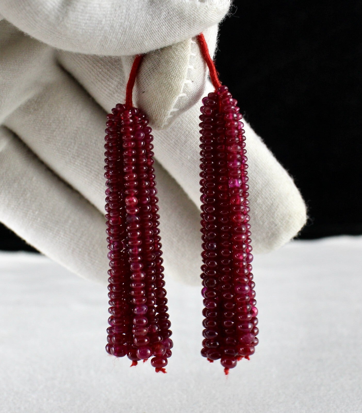 Certified Natural Burma Ruby Beads 79.50 Ct Tassel Gemstone Hanging Earrings
