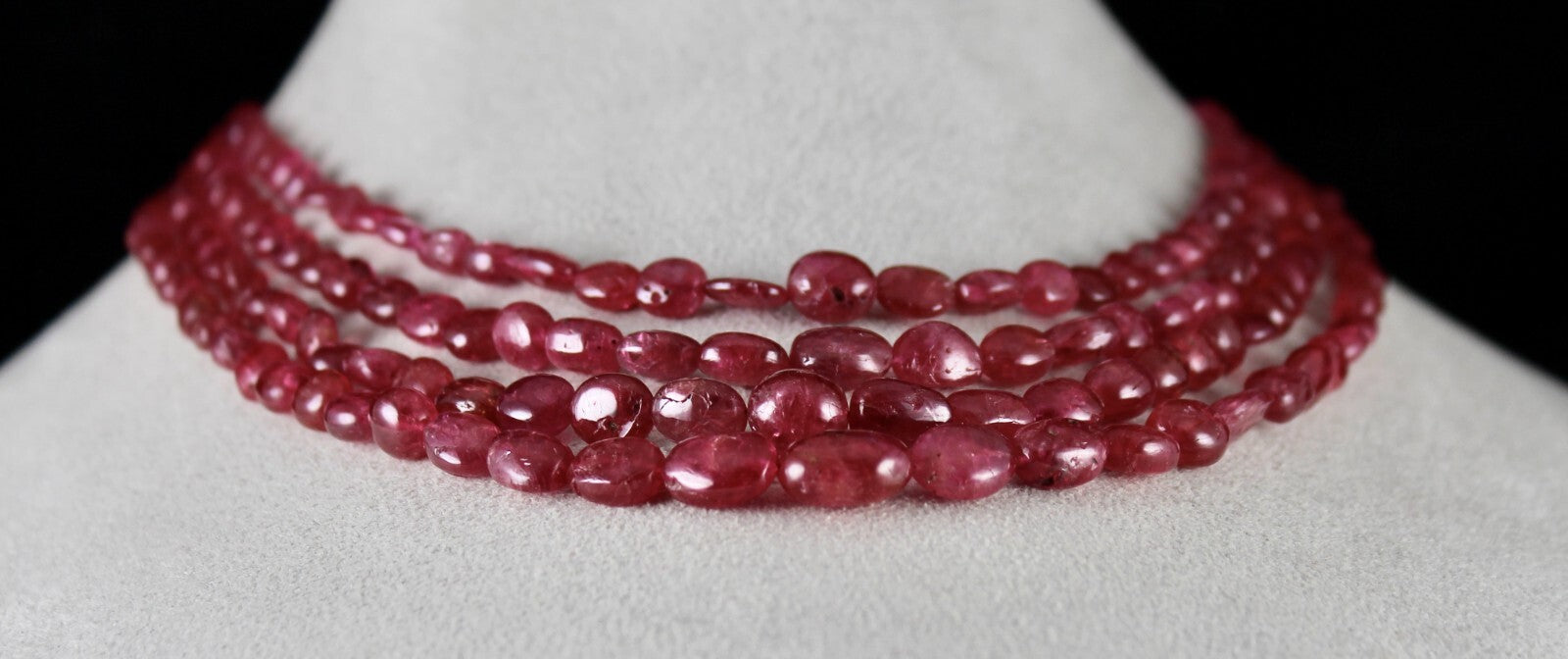 Certified Natural Red Spinel Beads Necklace 431 Ct Gemstone Cabochon For Women