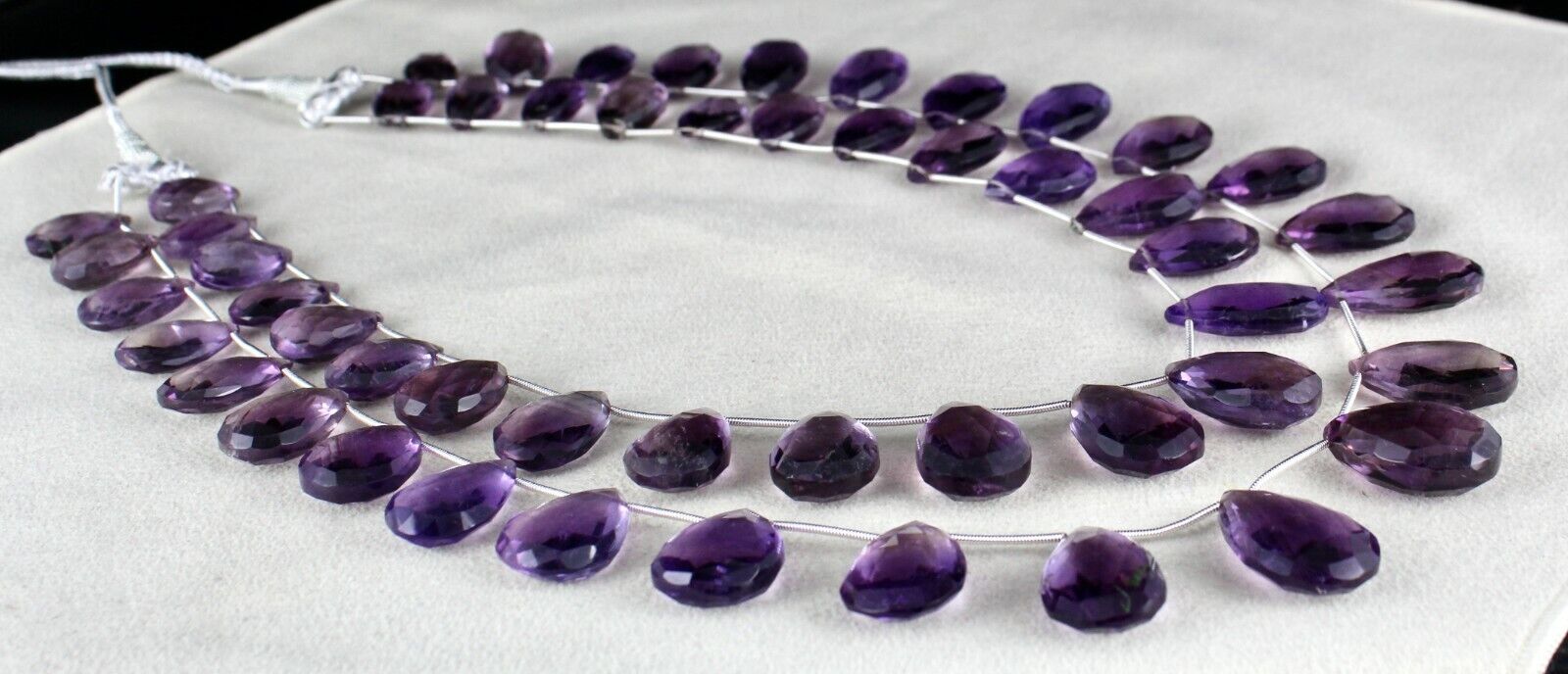 Natural Amethyst Beads Tear Drops 2 L 755 Carats 24mm Big Gemstone Fine Necklace