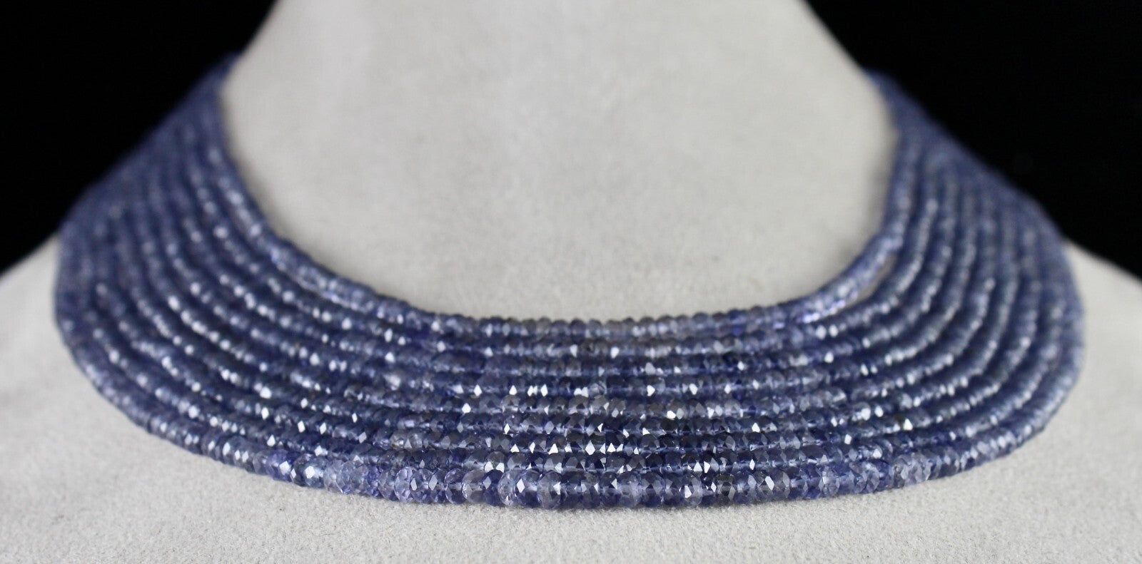 Certified Natural Iolite 503 Ct Faceted Round Beads Necklace, Blue Gemstone