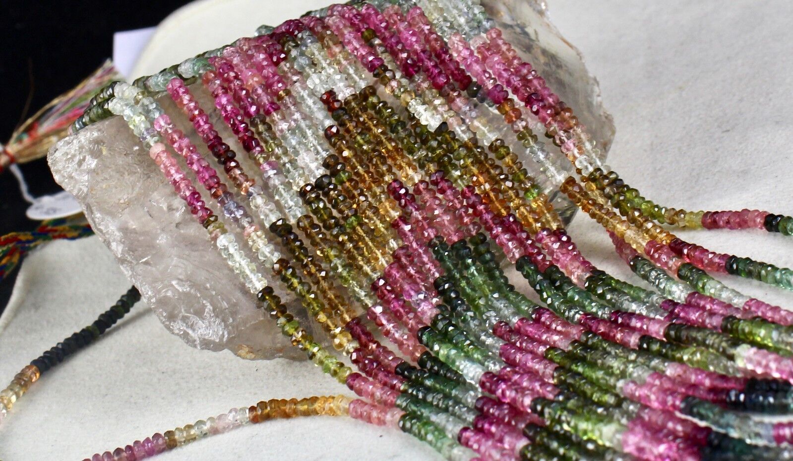 Natural Multi Colour Tourmaline Beads Faceted 10 L 495 Ct Gemstone Fine Necklace