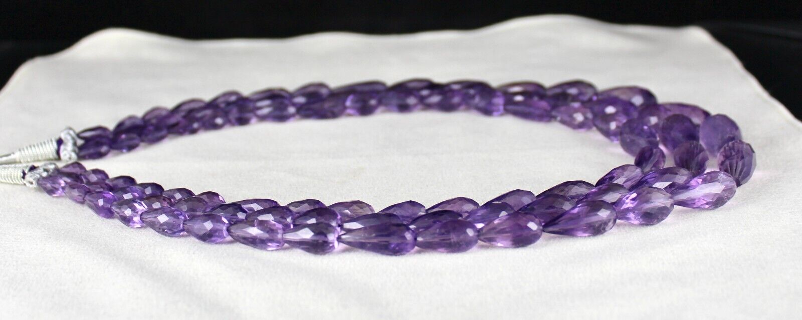 NATURAL PURPLE AMETHYST BEADS TEAR DROPS 3L 764 CARATS GEMSTONE FINEST NECKLACE