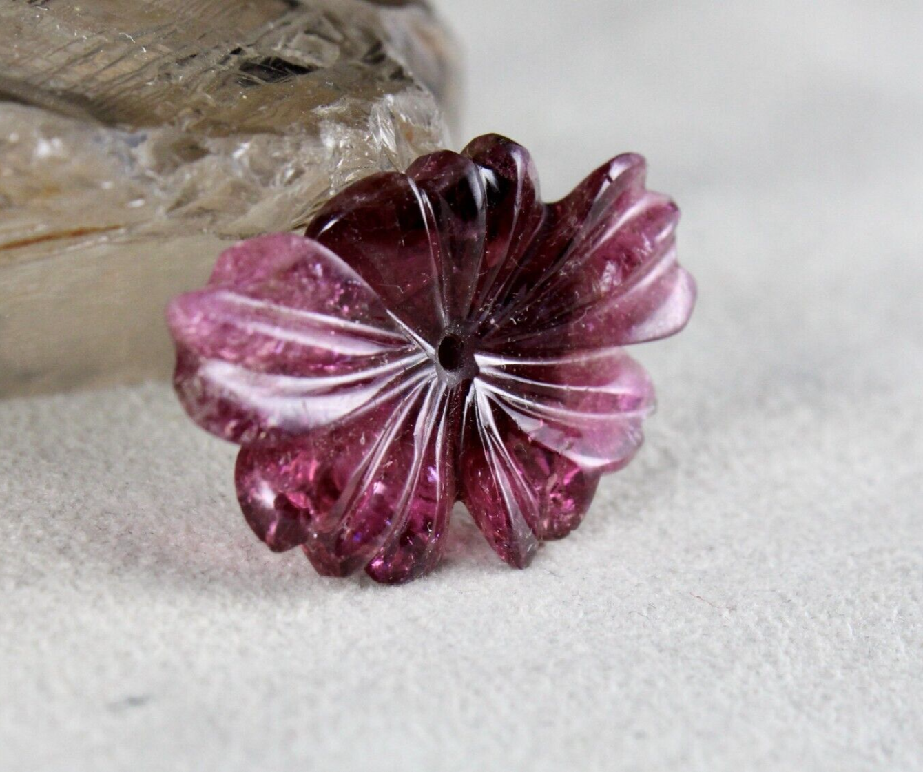 Natural Tourmaline 22.69 Ct Carved Flower Gemstone For Ring Pendant Design