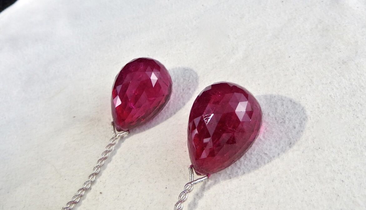 24 MM PINK TOURMALINE RUBELLITE FACETED TEARDROPS PAIR 114 CTS GEMSTONE EARRING