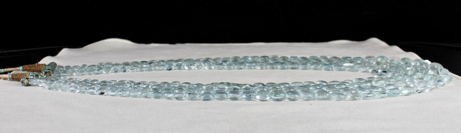 Certified Natural Aquamarine 603 Ct Beads Blue Gemstone Necklace For Women