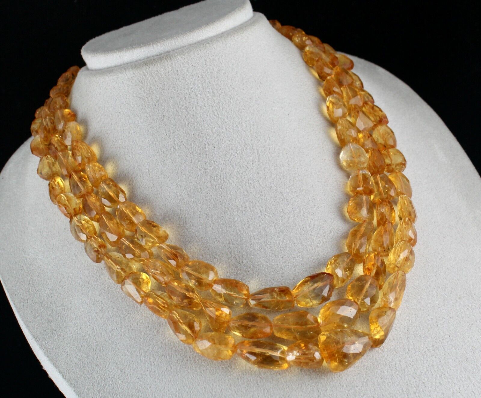 Natural Citrine Beads Faceted Tumble 1005 Ct Gemstone Silver Fashion Necklace