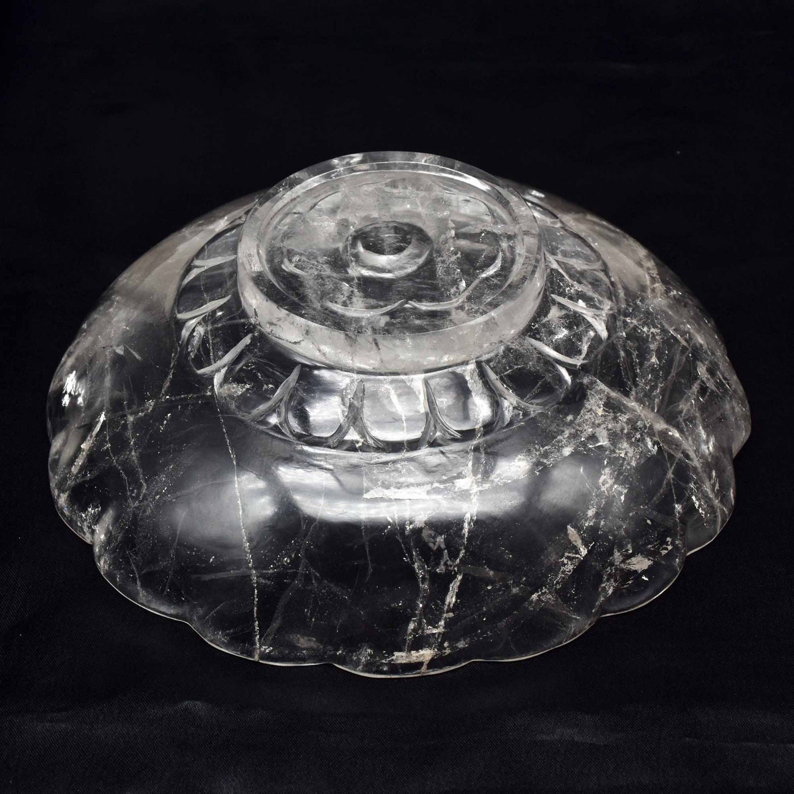 Certified Natural Rock Crystal Quartz 1935 Ct Round Engraved Gemstone Bowl Decor