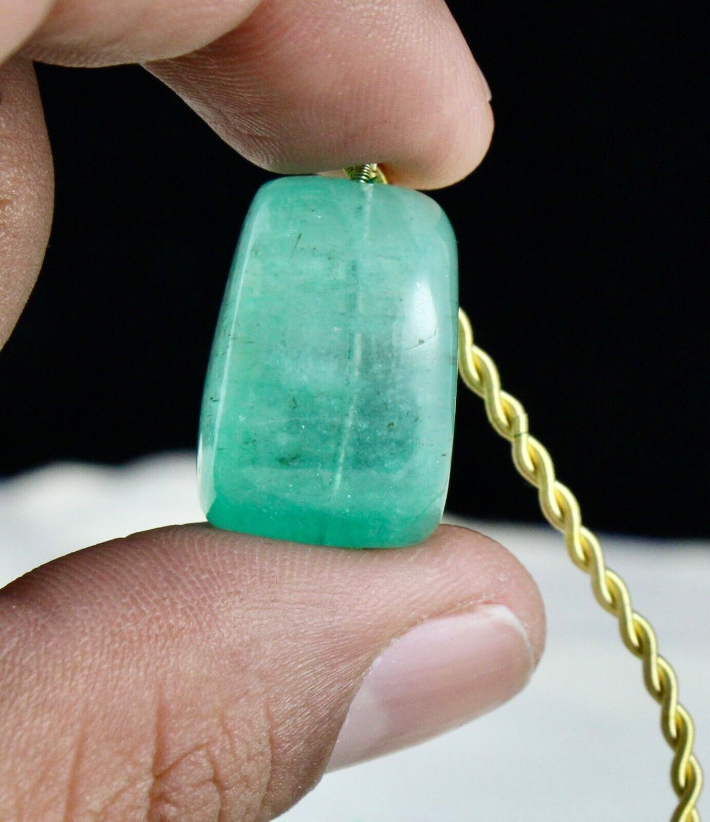 NATURAL COLOMBIAN EMERALD DRILLED BEAD TUMBLE 48.93 CARAT GEMSTONE FOR DESIGNING