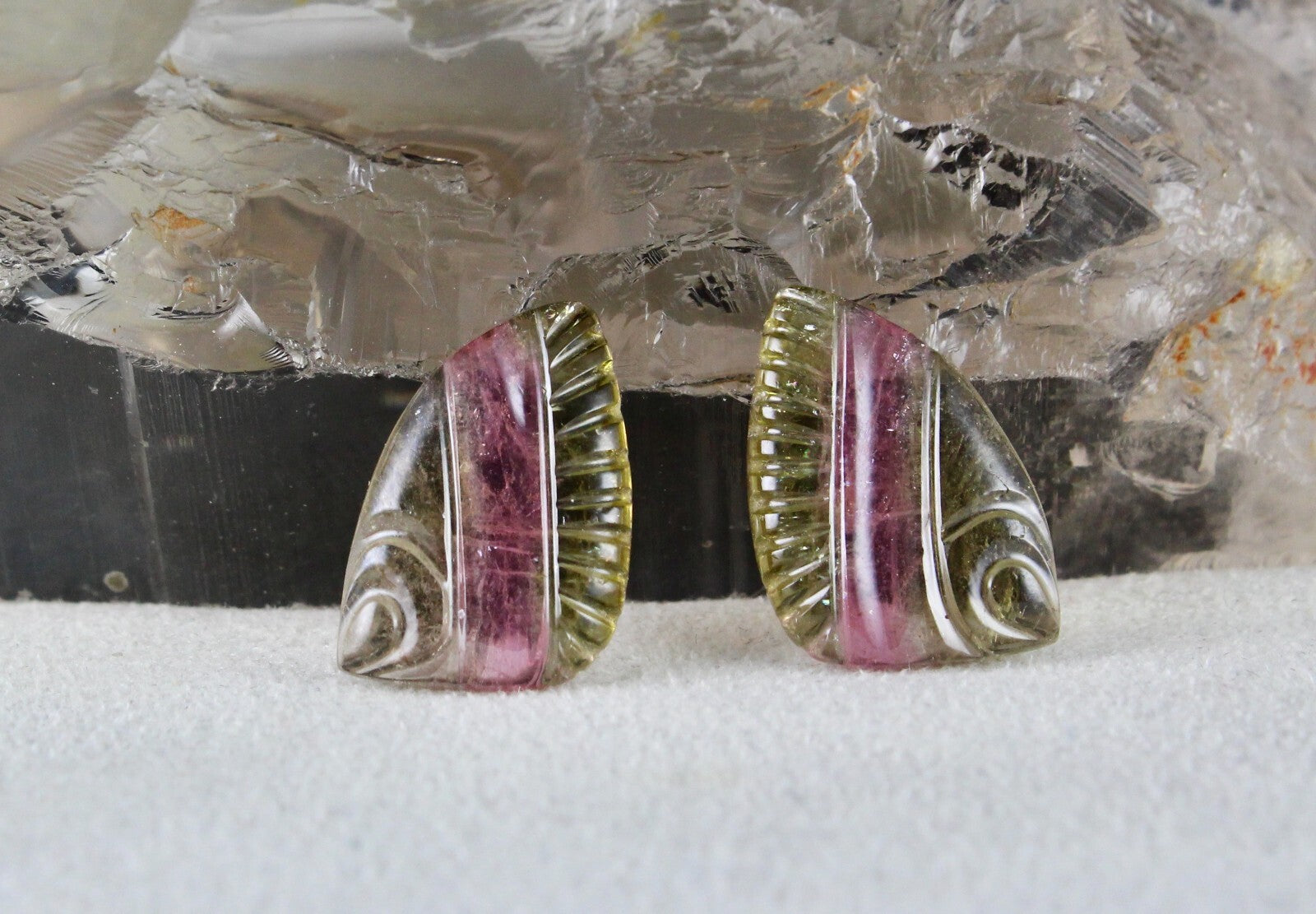 Certified Natural Multi Colour Tourmaline 34.07 Ct Gemstone Pendant Earring