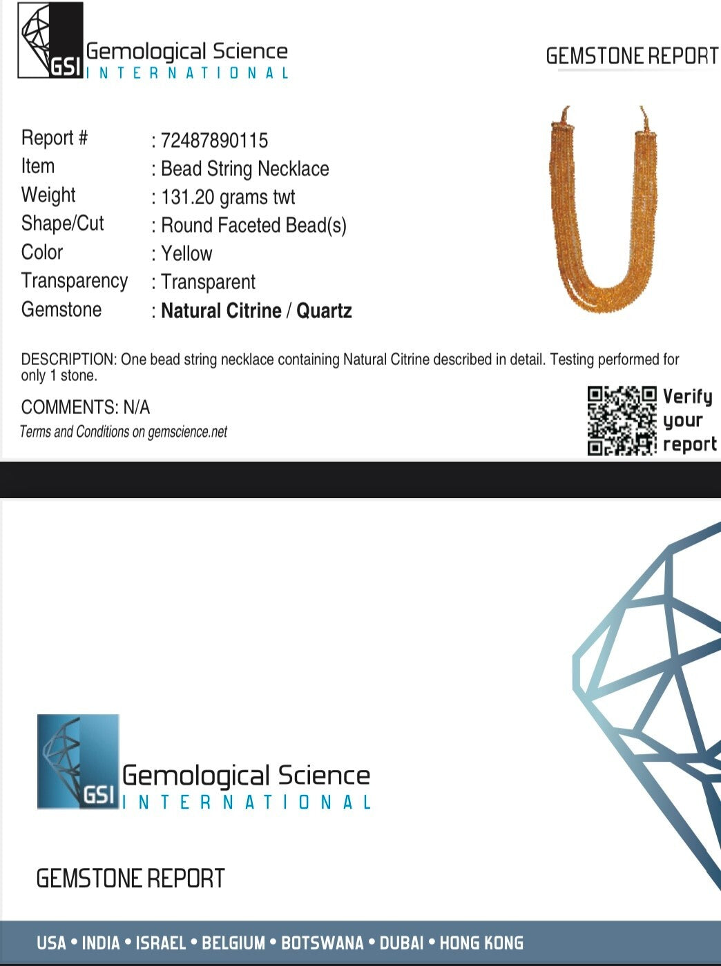 Certified Natural Yellow Citrine 631 Ct Faceted Round Necklace For Women