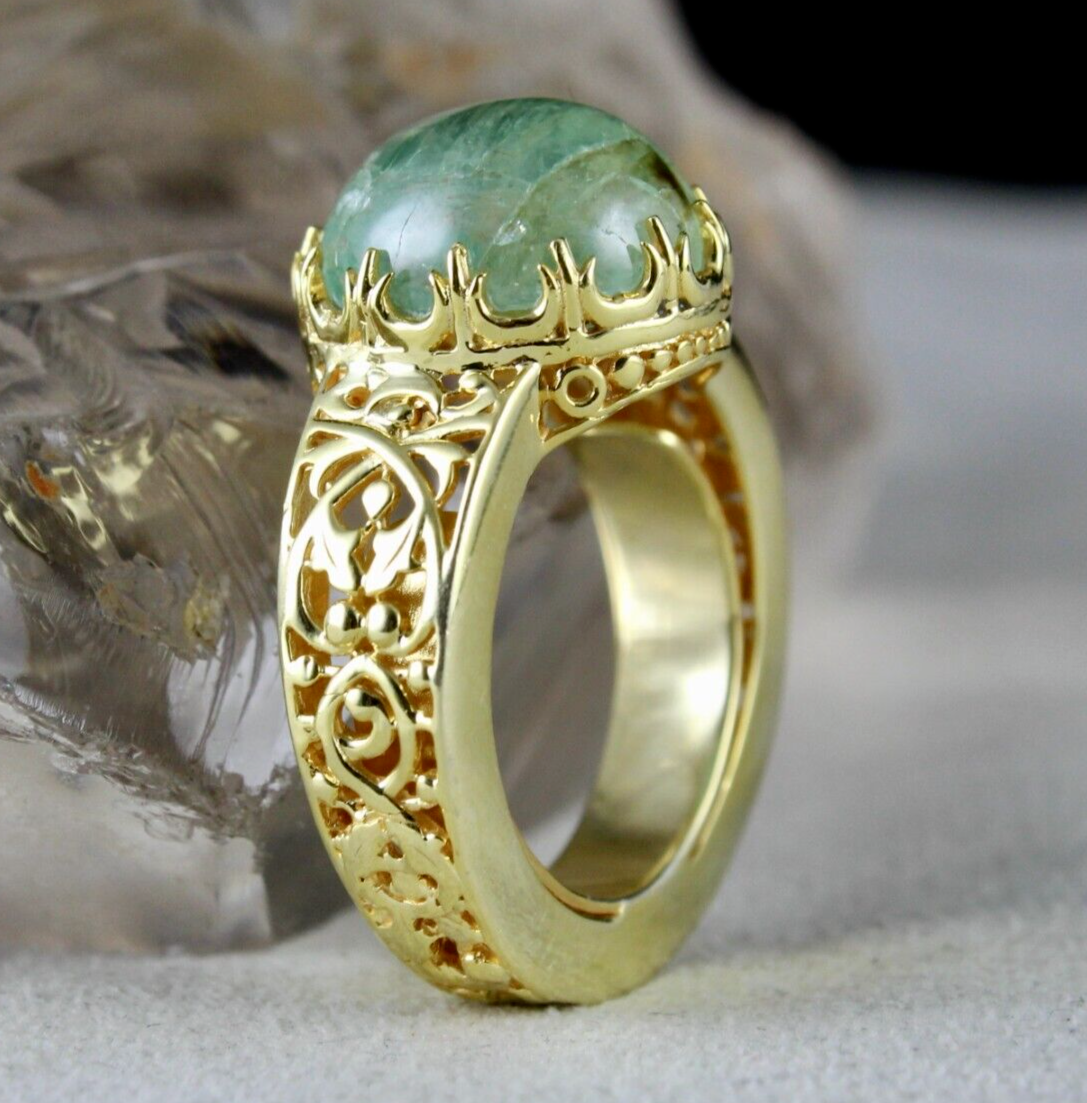 ELEGANT NATURAL OLD COLOMBIAN EMERALD OVAL GEMSTONE FINEST UNISEX SILVER RING