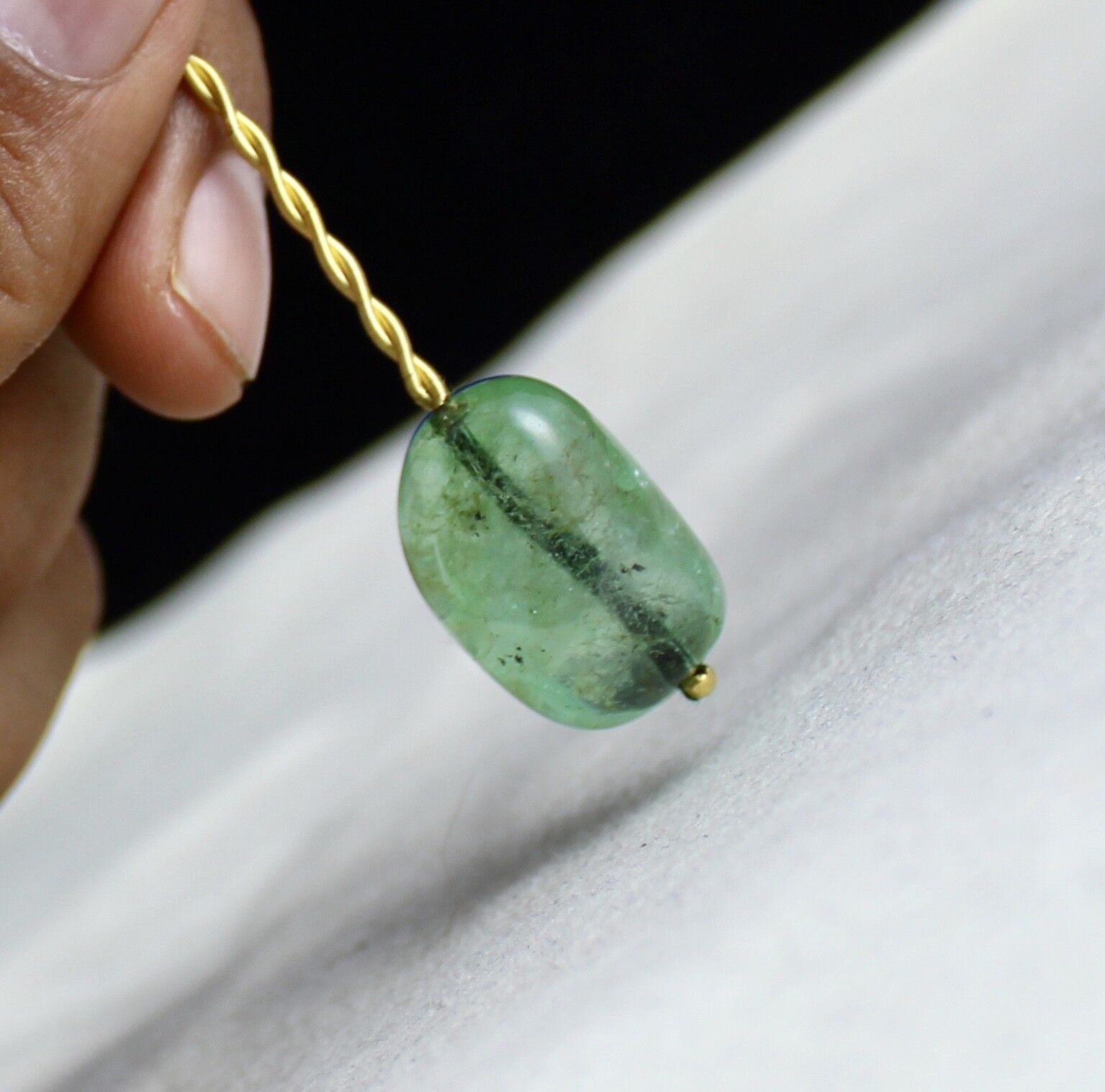 ANTIQUE NATURAL COLOMBIAN EMERALD BEADS 23MM TUMBLE 75 CTS GEMSTONE FOR PENDANT