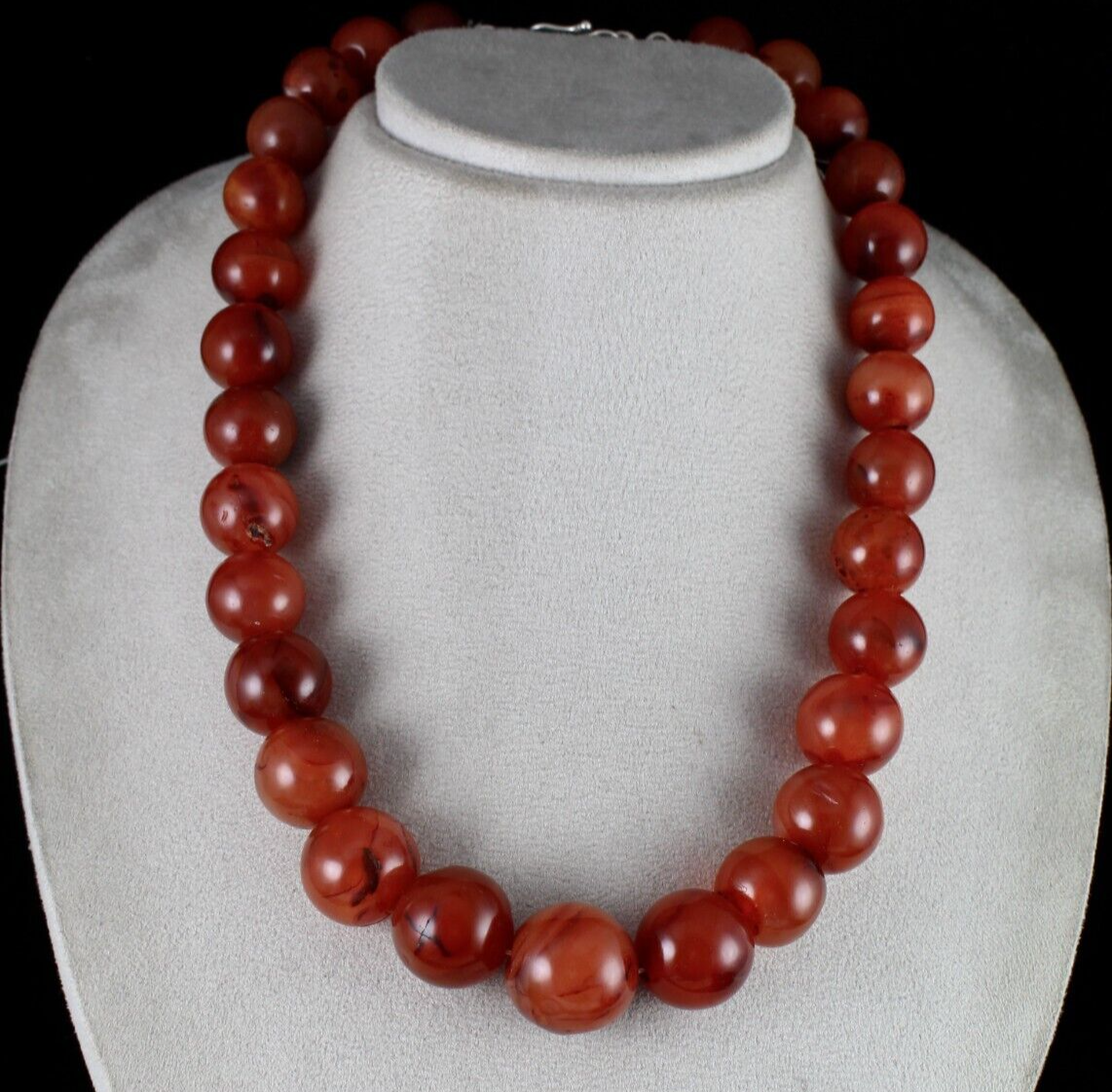 NATURAL RED CARNELIAN BEADS ROUND 1 LINE 1282 CARATS GEMSTONE FASHION NECKLACE