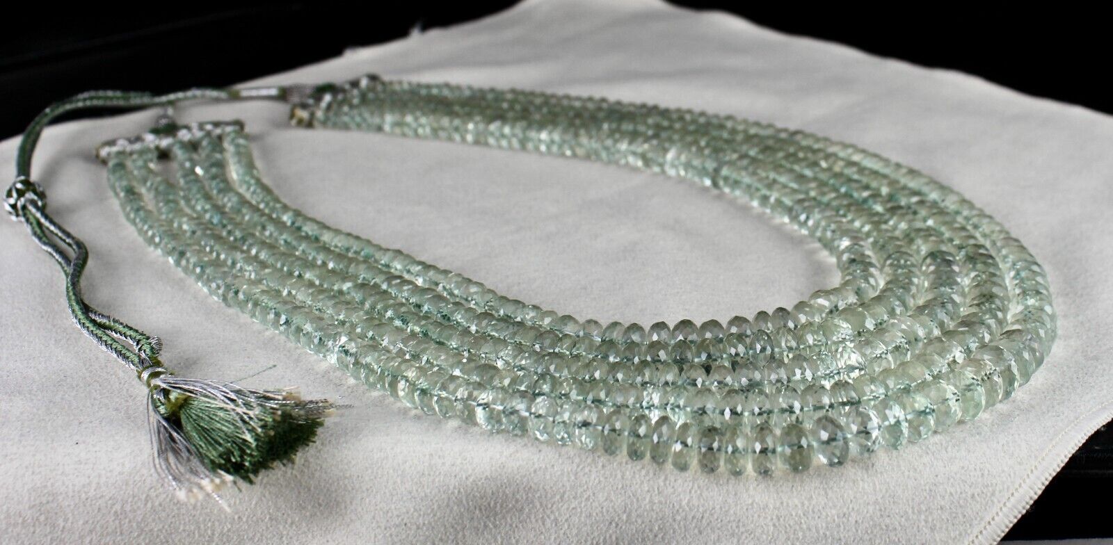 Finest Green Amethyst Beads Faceted Round 5 L 935 Ct Gemstone Fashion Necklace