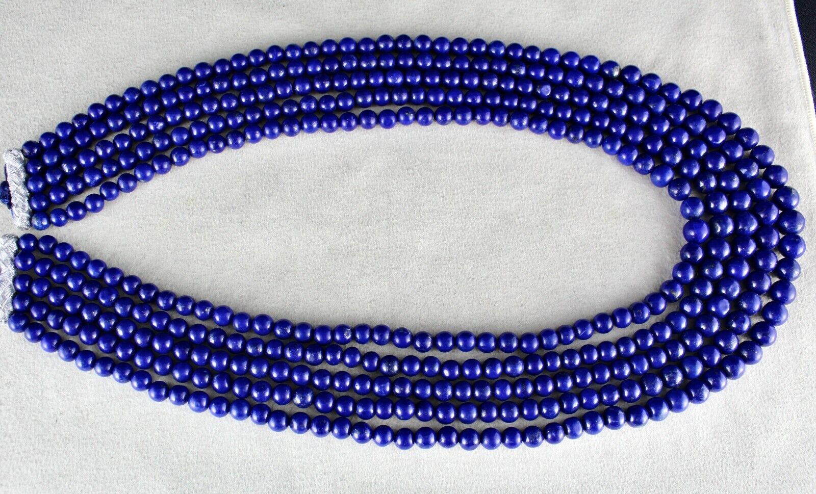 NATURAL BLUE LAPIS LAZULI BEADS ROUND 9MM 5 LINE 851 CTS GEMSTONE FINE NECKLACE