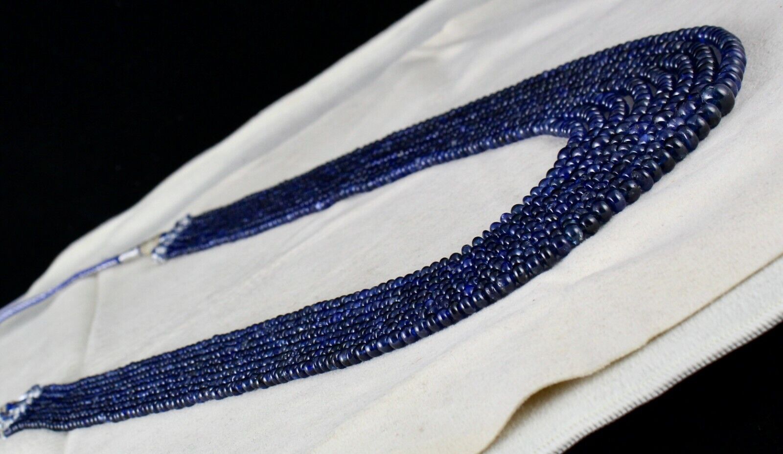 FINE NATURAL BLUE SAPPHIRE BEADS ROUND 8 L 621 CTS GEMSTONE IMPORTANT NECKLACE