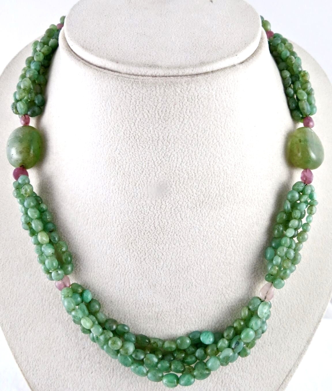 Antique Fine Natural Emerald Ruby Beaded 385 Ct Designer Party Gemstone Necklace