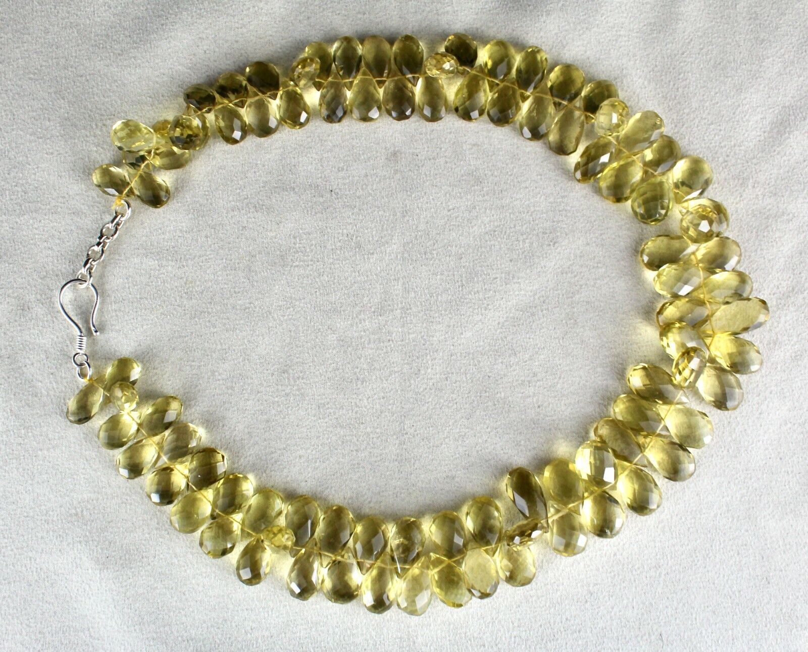 NATURAL LEMON QUARTZ BEADS 1 LINE 665 CARATS TEAR DROPS GEMSTONE FINEST NECKLACE