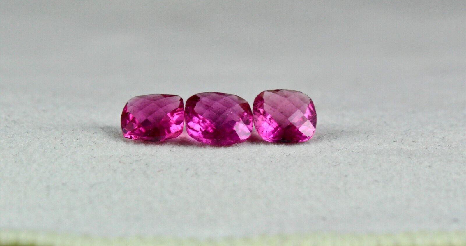 NATURAL RUBELLITE PINK TOURMALINE CUSHION CUT 3 PC 4 CARAT GEMSTONE RING PENDANT