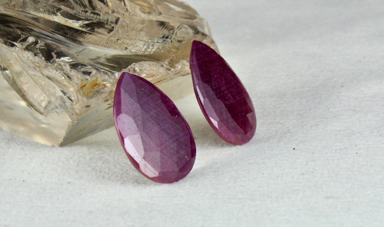 Natural Unheat Ruby Pear Faceted Cabochon 4pc 110ct Loose Gemstone Earrings