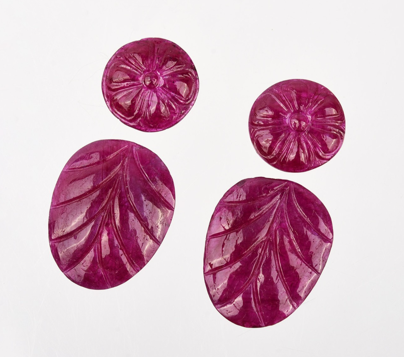 Certified Natural Ruby Engraved Dangle Pair 4 Pc 21.13 Ct Loose Gemstone Earring