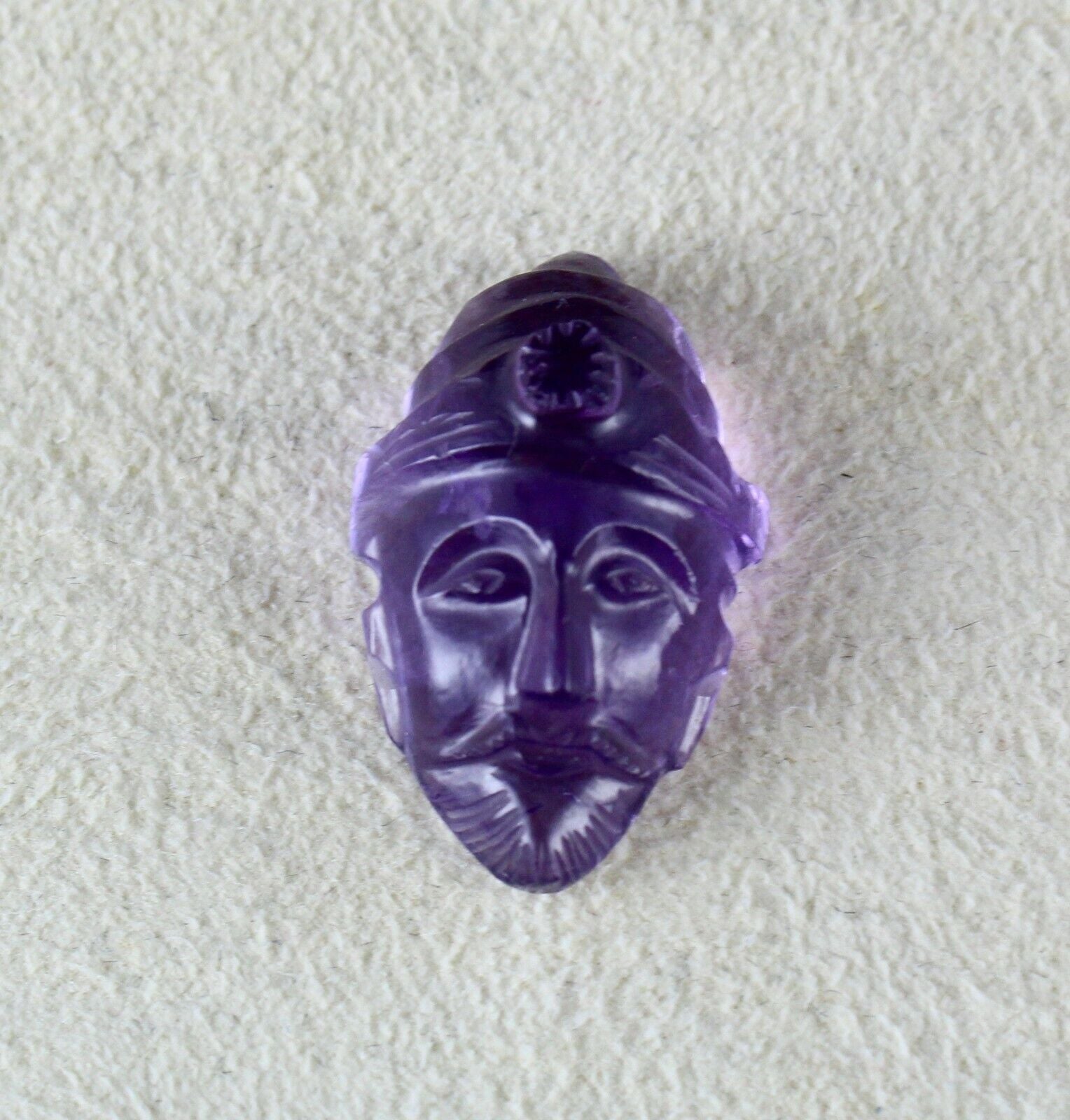 NATURAL AMETHYST CARVED FACE CABOCHON 15.32 CARATS GEMSTONE PENDANT DESIGNING