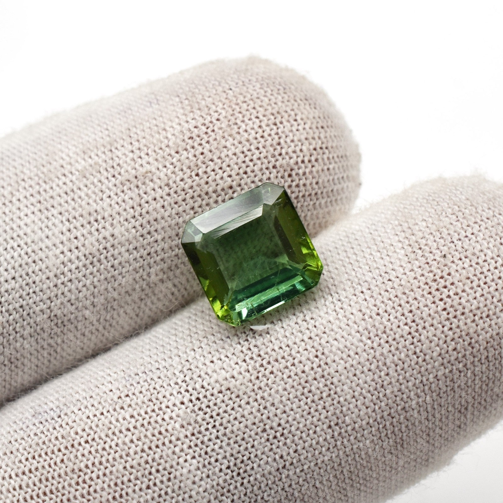 Certified Natural Green Tourmaline 3.39 Ct Octagon Cut Gemstone Ring Pendant