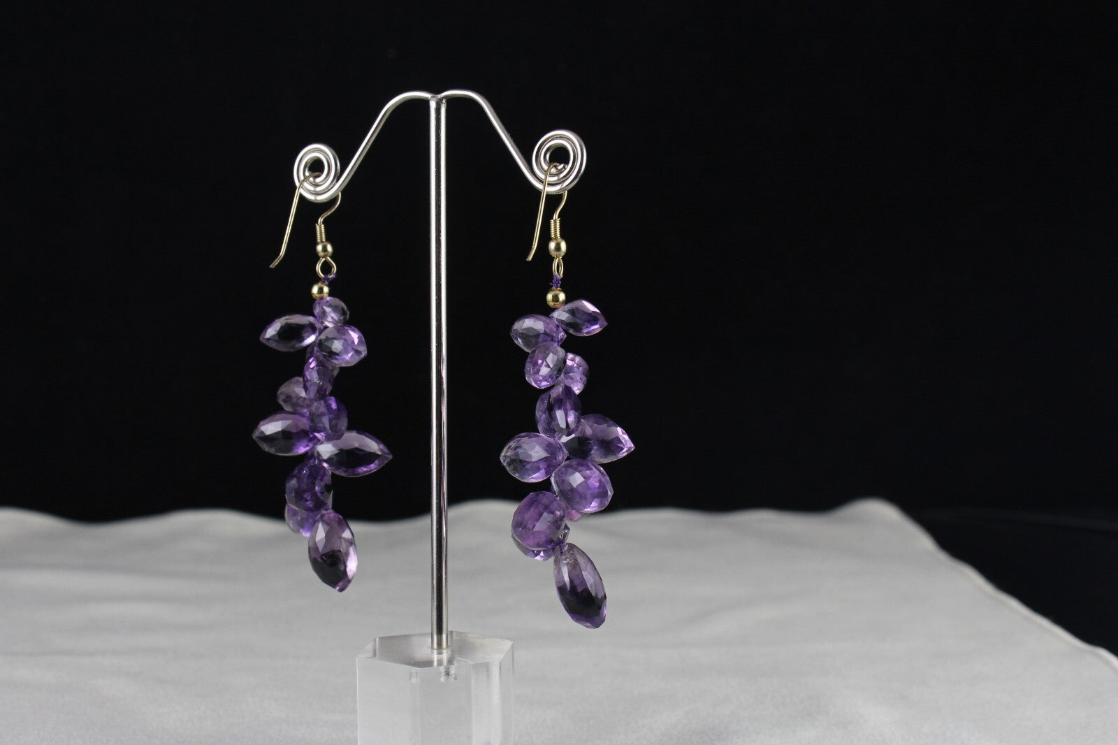 Natural Amethyst 122 Ct Beads Tear Drops Gemstone Fashion Earring