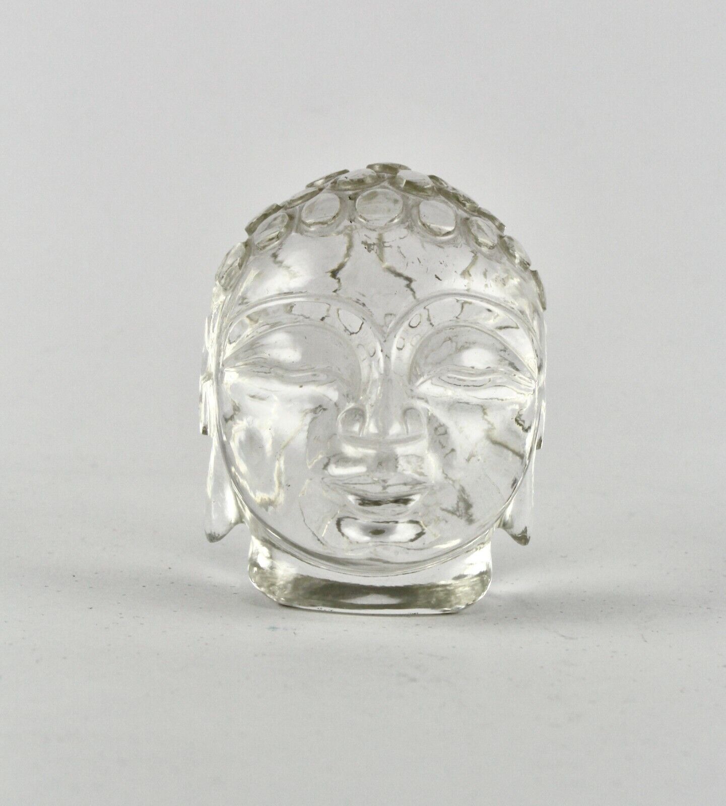 NATURAL CRYSTAL QUARTZ BUDDHA HEAD 2 INCH 820 CARATS GEMSTONE STATUE HOME DECOR