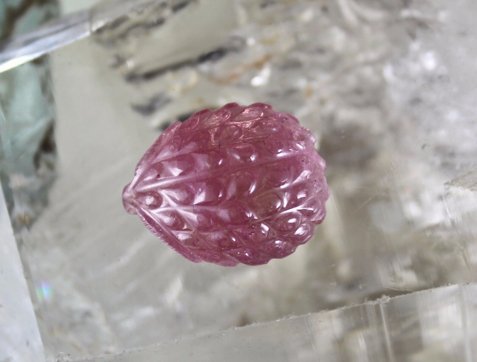 GTL CERTIFIED NATURAL PINK TOURMALINE CARVED GRAPES 57.64 CTS GEMSTONE PENDANT 