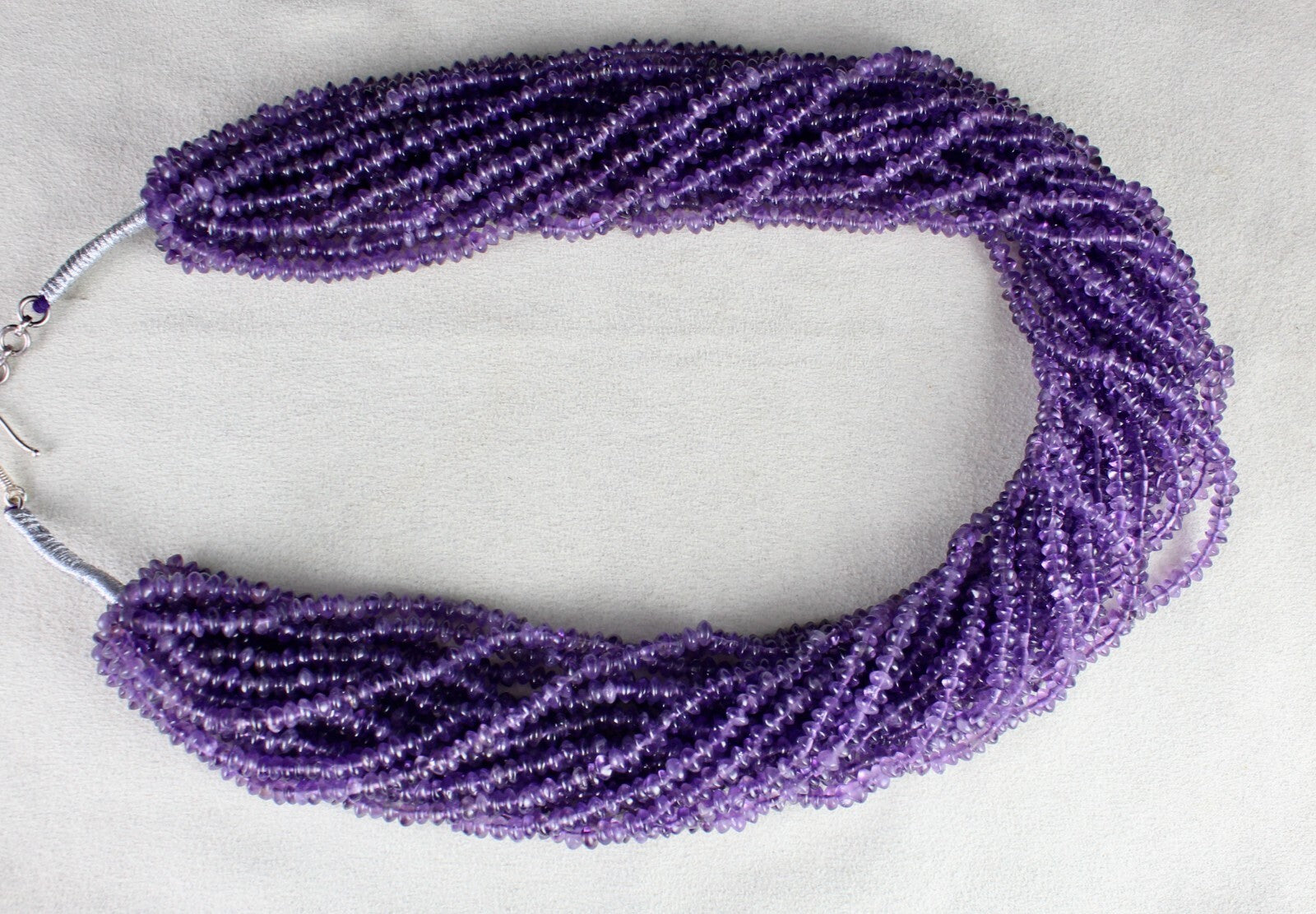 Natural Brazilian Amethyst Button Beads Necklace 1452 Ct Sterling Silver 18 Line