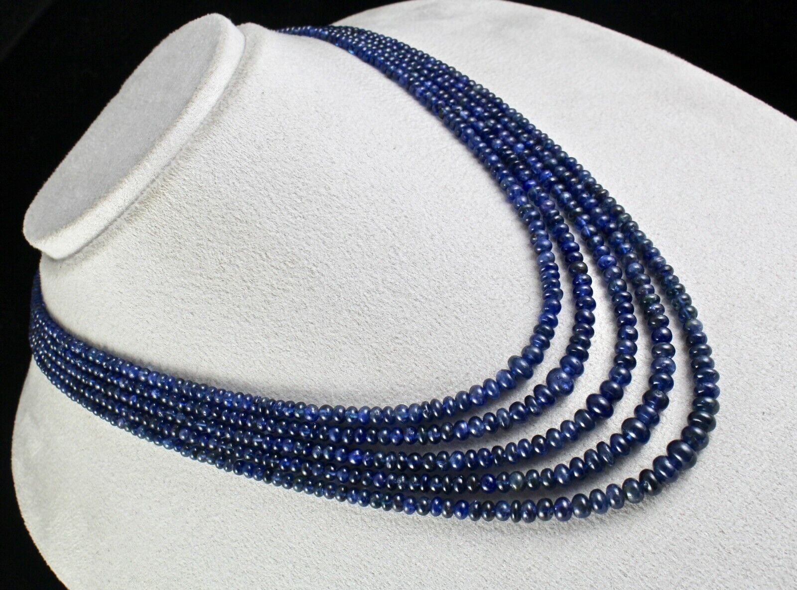 NATURAL OLD BURMA BLUE SAPPHIRE BEADS ROUND 5 LINE 460 CARATS GEMSTONE NECKLACE