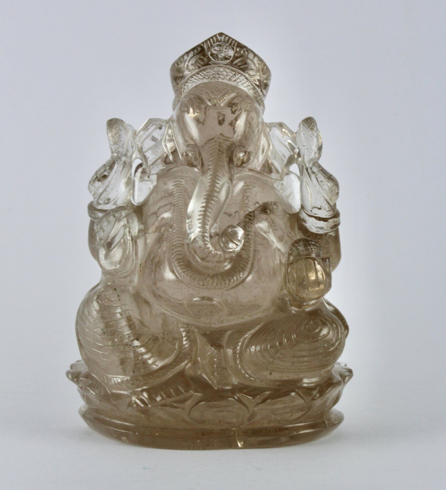 Certified Natural Smoky Crystal Quartz 6275 Ct Lord Ganesha Statue Home Decor