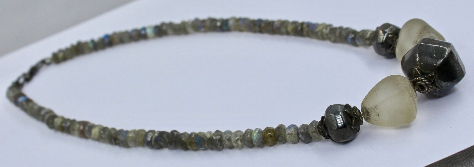 Black Labradorite Faceted Rock Crystal Beads 296 Ct Designer Gemstone Necklace