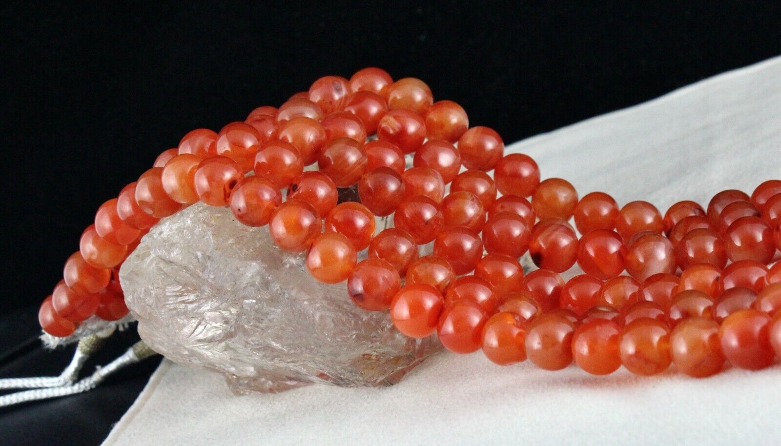 RED NATURAL CARNELIAN BEADS ROUND 3 LINE 1569 CARATS GEMSTONE IMPORTANT NECKLACE