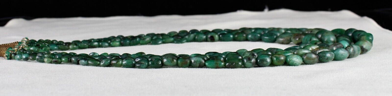 Vintage Natural Emerald Beads 4L 490 Ct Cabochon Gemstone Antique Necklace