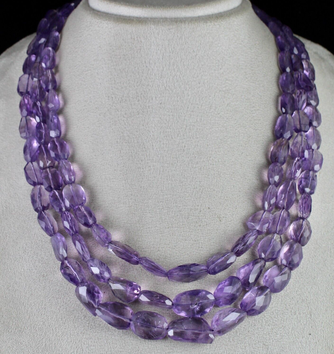 Amethyst 785 Ct Faceted Tumble Beads Purple Gemstone Fashion Necklace