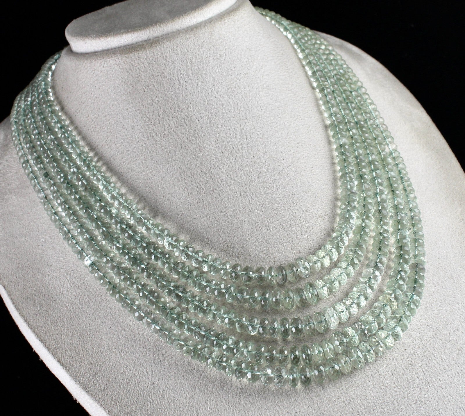 Certified Green Amethyst Faceted Round 935 Ct Beads Fashion Necklace For Women