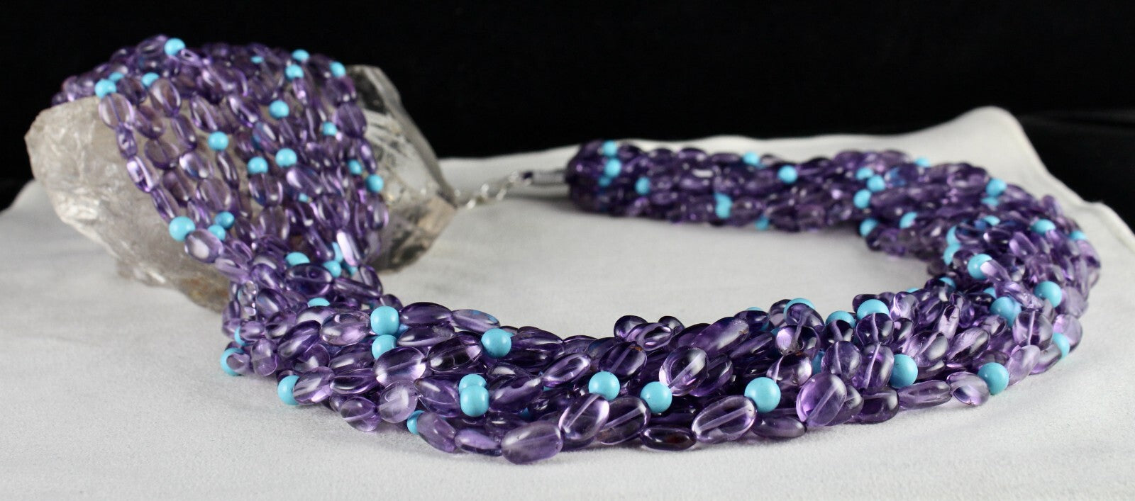 Certified Natural Amethyst 1840ct Turquoise Beads Fashion Necklace For Women