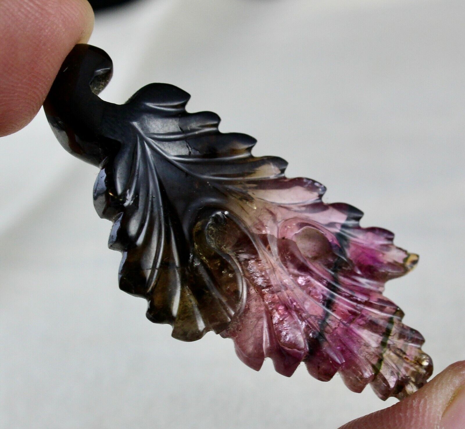 NATURAL MULTI TOURMALINE CARVED LEAVES 3 PCS 108 CTS GEMSTONE EARRING PENDANT