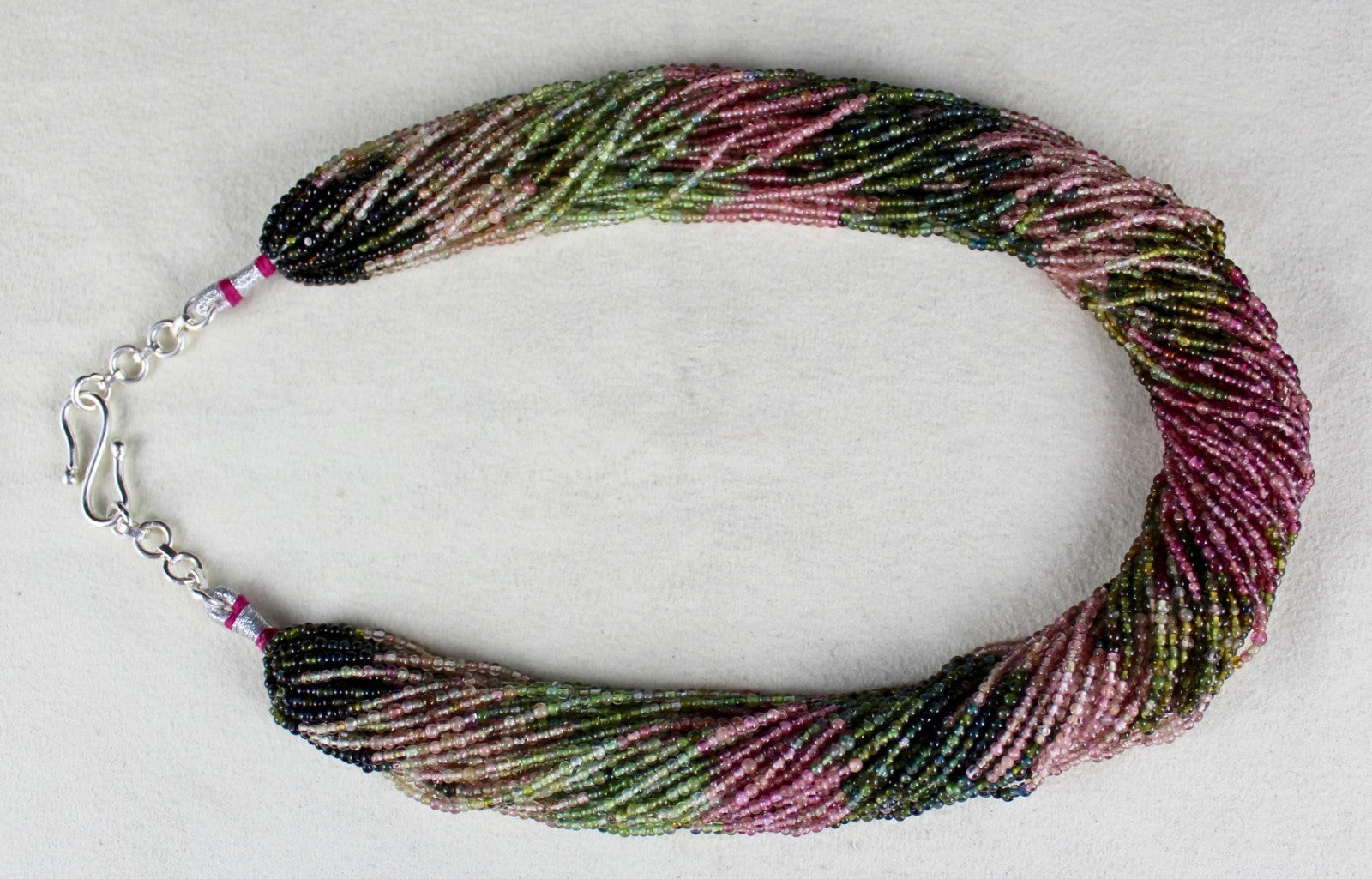 Certified Multi Color Natural Tourmaline 580ct Bunch Sterling Silver Necklace