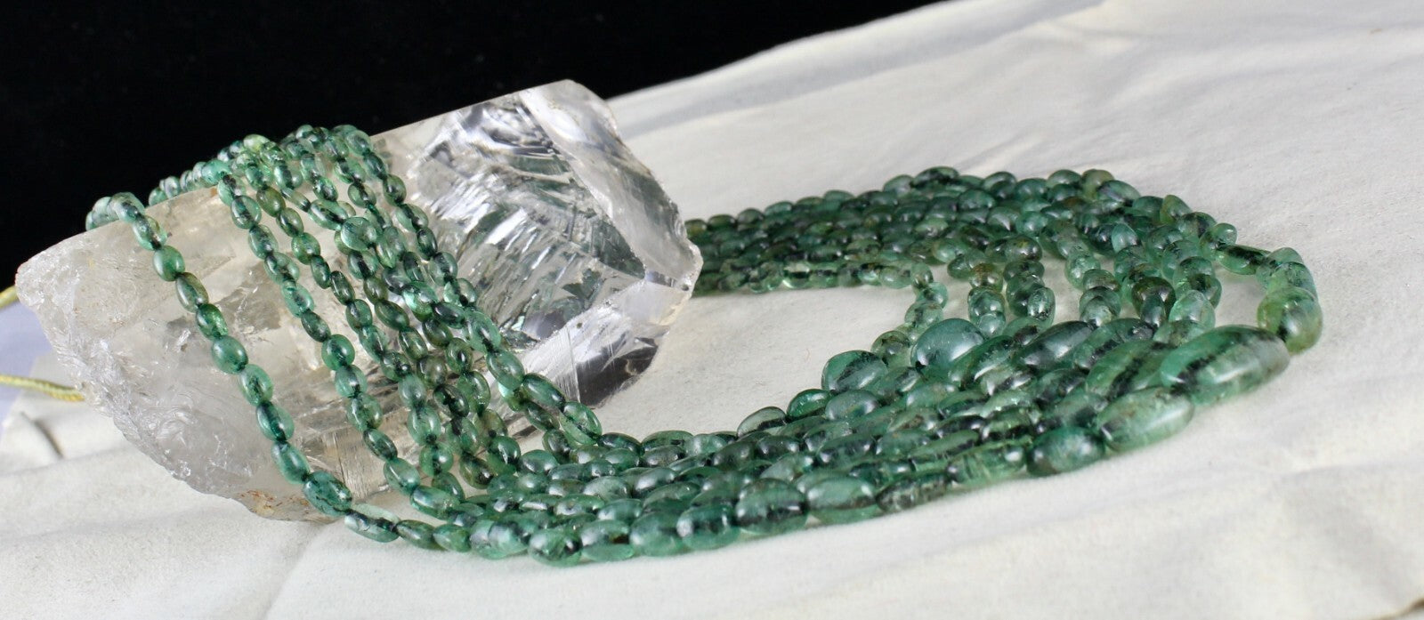 Antique Natural Emerald Beads Necklace 528 Ct Certified Long Classic 7l